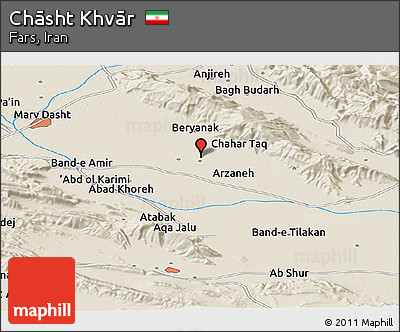Shaded Relief Panoramic Map of Chāsht Khvār