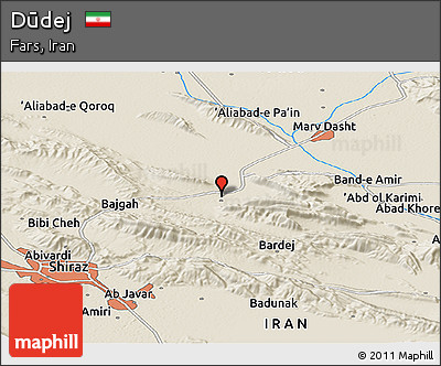 Shaded Relief Panoramic Map of Dūdej