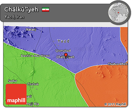 Political 3D Map of Chālkū'īyeh