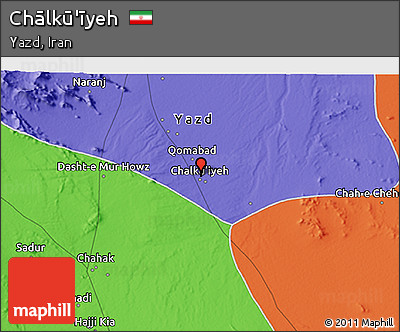 Political 3D Map of Chālkū'īyeh