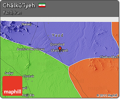 Political 3D Map of Chālkū'īyeh