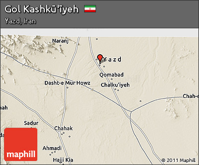 Shaded Relief 3D Map of Gol Kashkū'īyeh