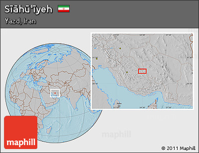 Gray Location Map of Sīāhū'īyeh, hill shading