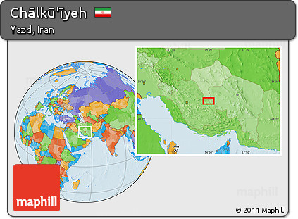 Political Location Map of Chālkū'īyeh