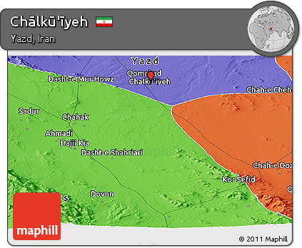 Political Panoramic Map of Chālkū'īyeh
