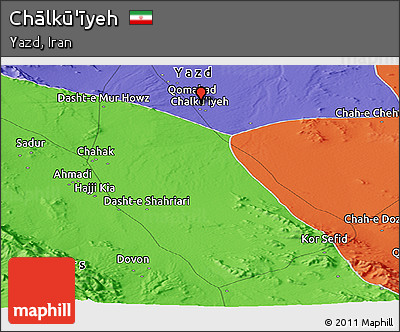 Political Panoramic Map of Chālkū'īyeh