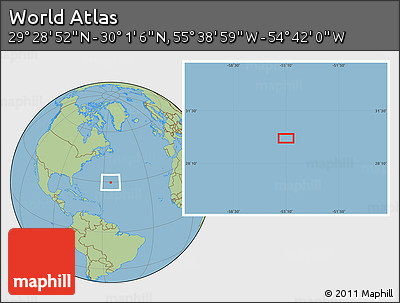 Savanna Style Location Map of the Area around 29° 44' 59" N, 55° 10' 29" W
