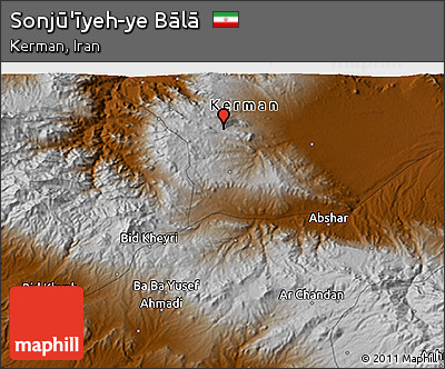 Physical 3D Map of Sonjū'īyeh-ye Bālā