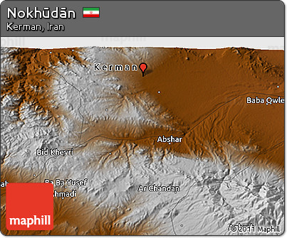Physical 3D Map of Nokhūdān