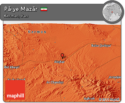 Political 3D Map of Pā-ye Mazār
