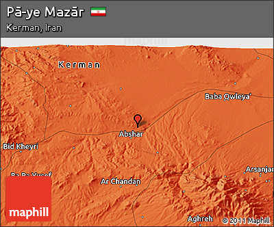 Political 3D Map of Pā-ye Mazār