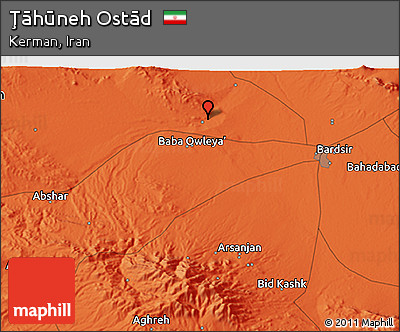Political 3D Map of Ţāhūneh Ostād