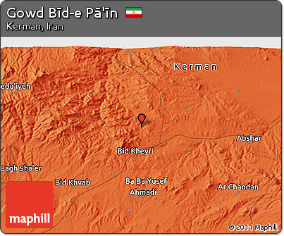 Political 3D Map of Gowd Bīd-e Pā'īn