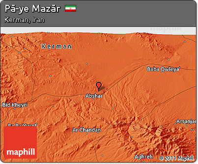 Political 3D Map of Pā-ye Mazār