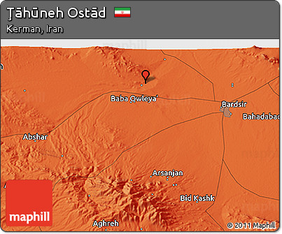 Political 3D Map of Ţāhūneh Ostād