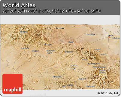 Satellite 3D Map of the Area around 29° 44' 59" N, 56° 10' 29" E