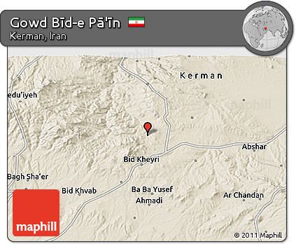 Shaded Relief 3D Map of Gowd Bīd-e Pā'īn