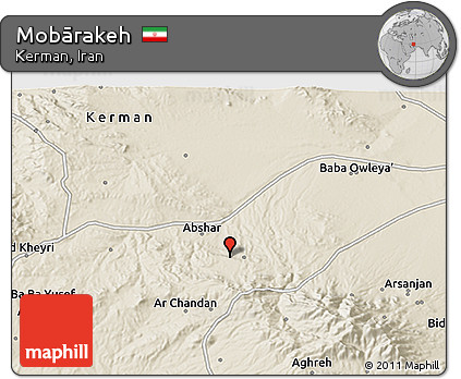 Shaded Relief 3D Map of Mobārakeh