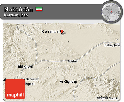 Shaded Relief 3D Map of Nokhūdān