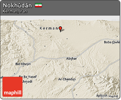 Shaded Relief 3D Map of Nokhūdān