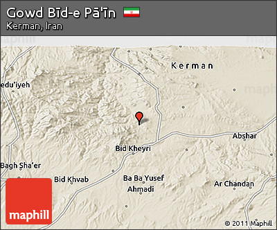 Shaded Relief 3D Map of Gowd Bīd-e Pā'īn