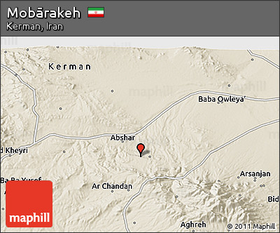 Shaded Relief 3D Map of Mobārakeh