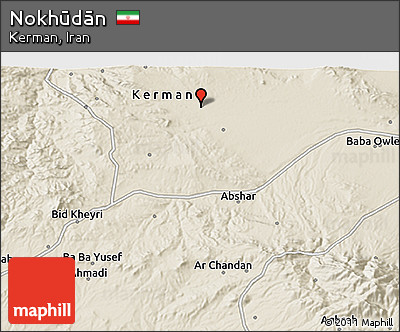 Shaded Relief 3D Map of Nokhūdān