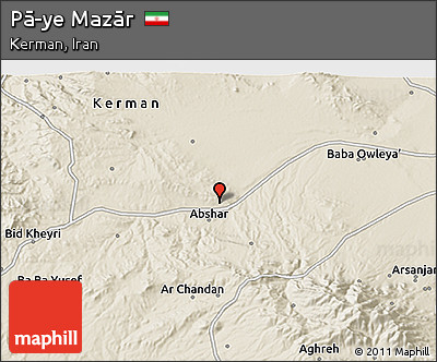 Shaded Relief 3D Map of Pā-ye Mazār