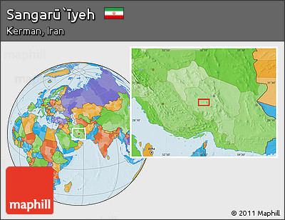 Political Location Map of Sangarū`īyeh