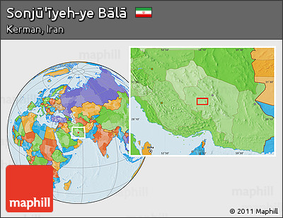 Political Location Map of Sonjū'īyeh-ye Bālā