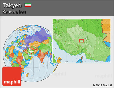 Political Location Map of Takyeh