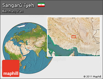 Satellite Location Map of Sangarū`īyeh