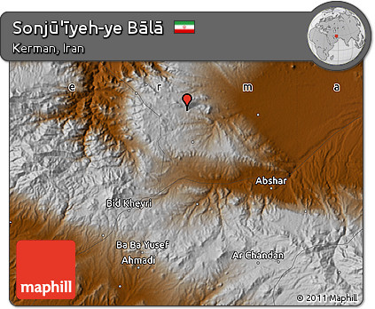 Physical Map of Sonjū'īyeh-ye Bālā