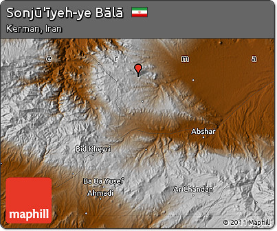 Physical Map of Sonjū'īyeh-ye Bālā