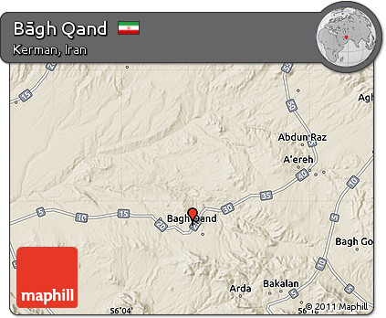 Shaded Relief Map of Bāgh Qand
