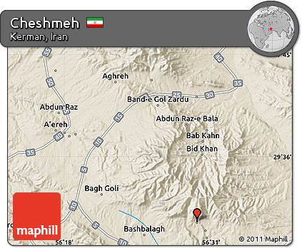 Shaded Relief Map of Cheshmeh