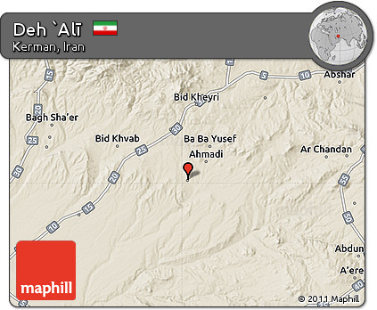 Shaded Relief Map of Deh `Alī