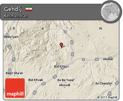 Shaded Relief Map of Gehdīj