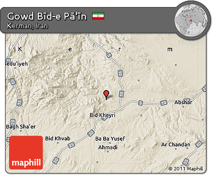 Shaded Relief Map of Gowd Bīd-e Pā'īn