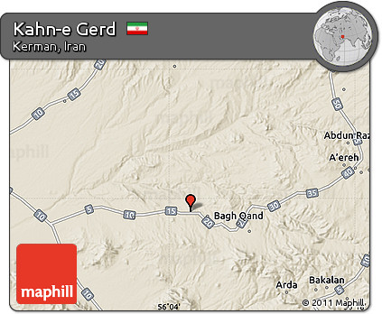 Shaded Relief Map of Kahn-e Gerd