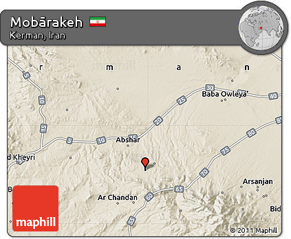 Shaded Relief Map of Mobārakeh