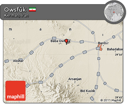 Shaded Relief Map of Owsfūk
