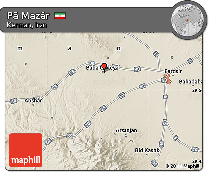 Shaded Relief Map of Pā Mazār