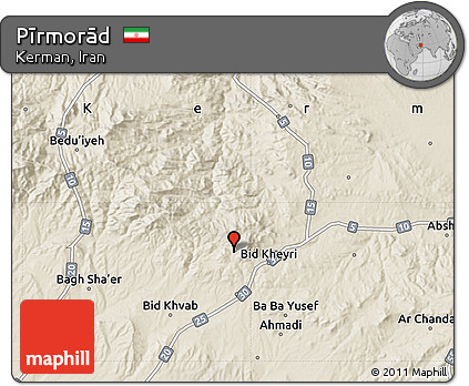 Shaded Relief Map of Pīrmorād