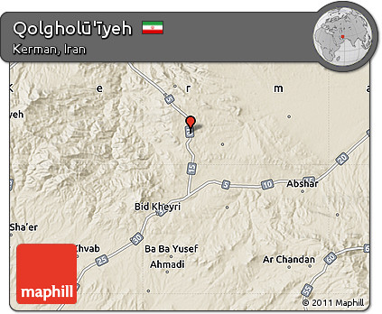 Shaded Relief Map of Qolgholū'īyeh
