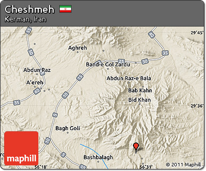 Shaded Relief Map of Cheshmeh