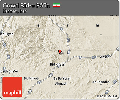 Shaded Relief Map of Gowd Bīd-e Pā'īn