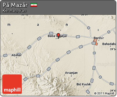 Shaded Relief Map of Pā Mazār