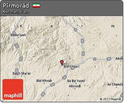 Shaded Relief Map of Pīrmorād