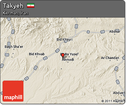 Shaded Relief Map of Takyeh